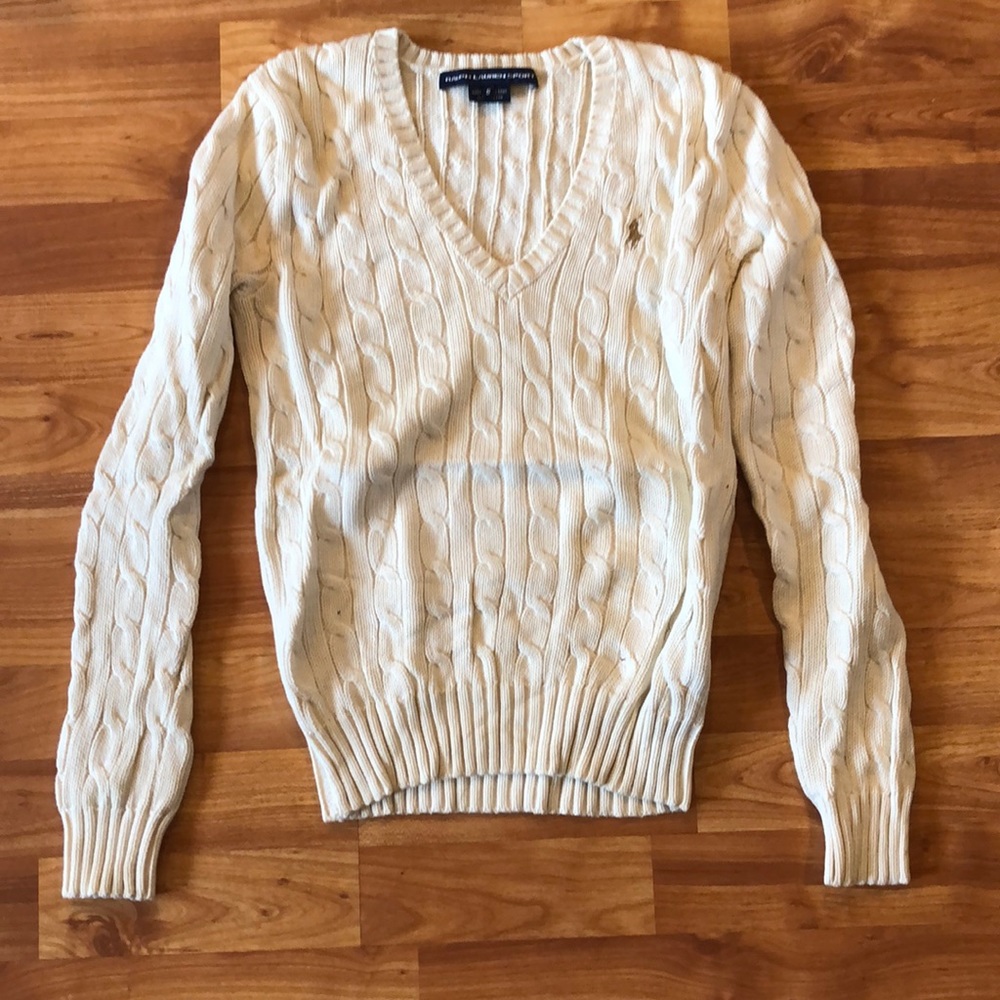 Ralph Lauren sport v-neck cream sweater